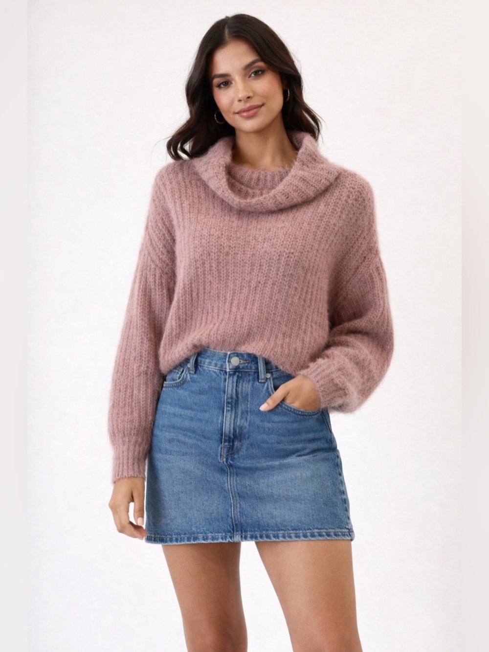 Express Women's Scoop Neck Sweater in Dusty Rose